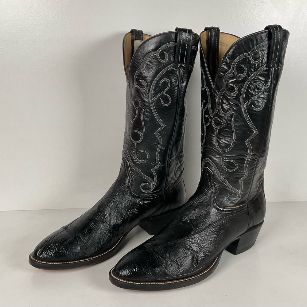 Vintage Hondo Eel Skin Cowboy Boots | Exotic | Black | Narrow | Men’s 11.5 B